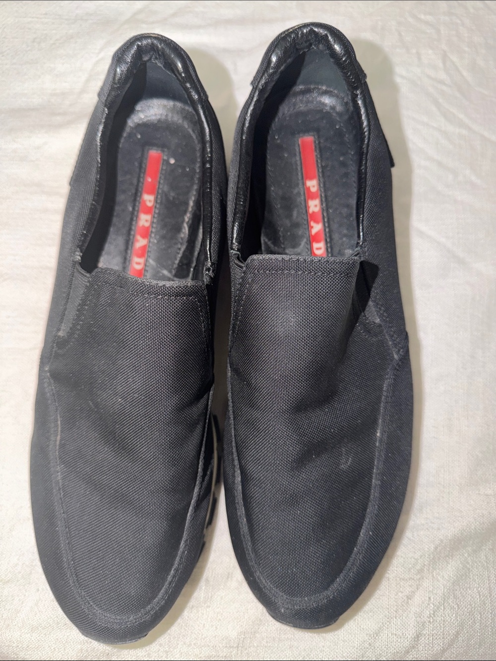 Prada Black Canvas Slip-On Loafers (Women)